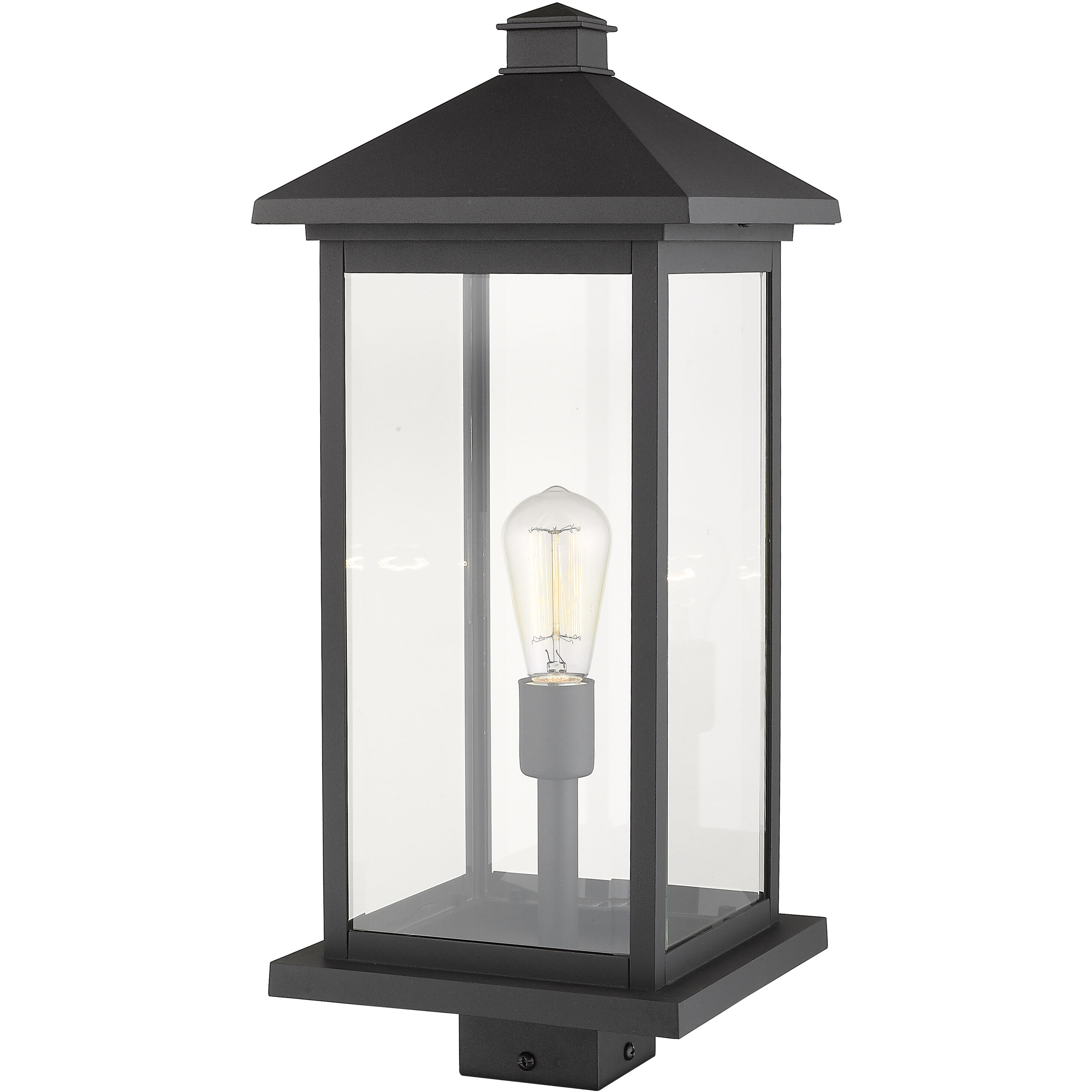 Portland 1 Light 22.5 inch Black Outdoor Post Mount Fixture in Clear Beveled Glass, 12