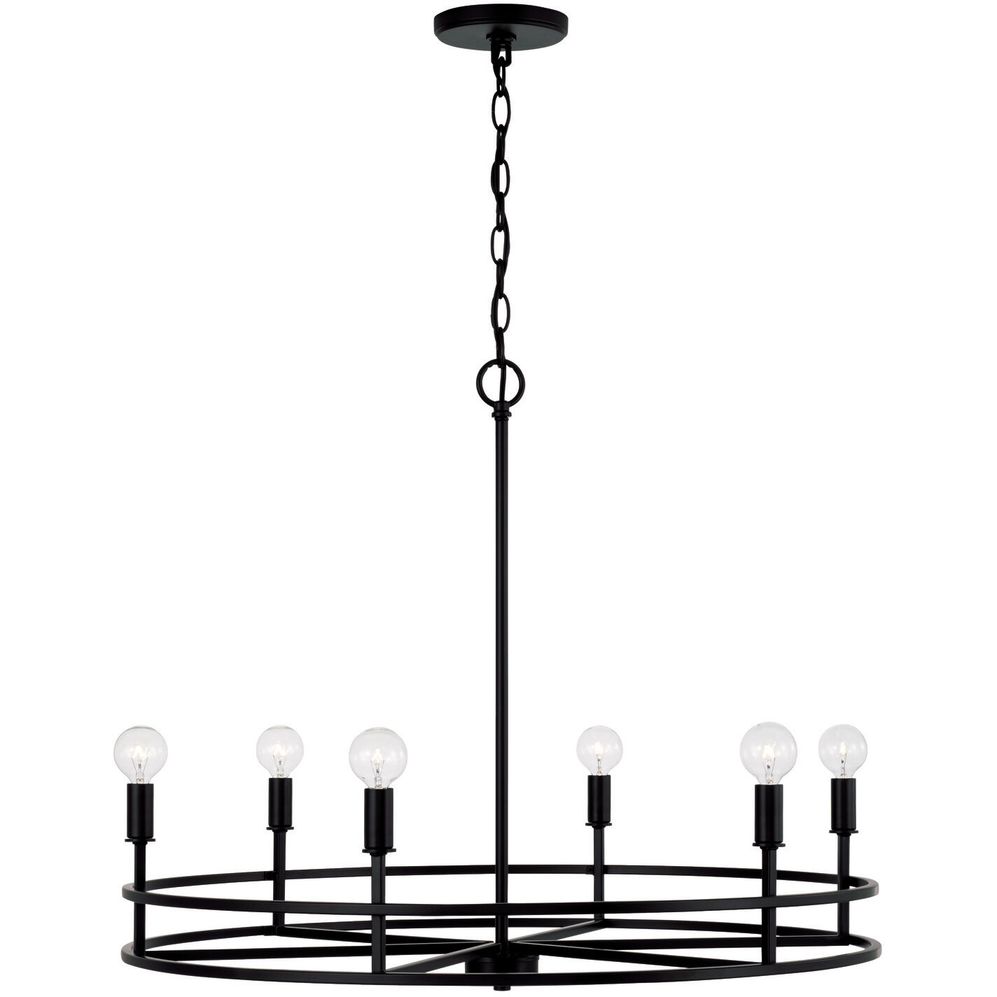Fuller 6 Light 28 inch Matte Black Chandelier Ceiling Light