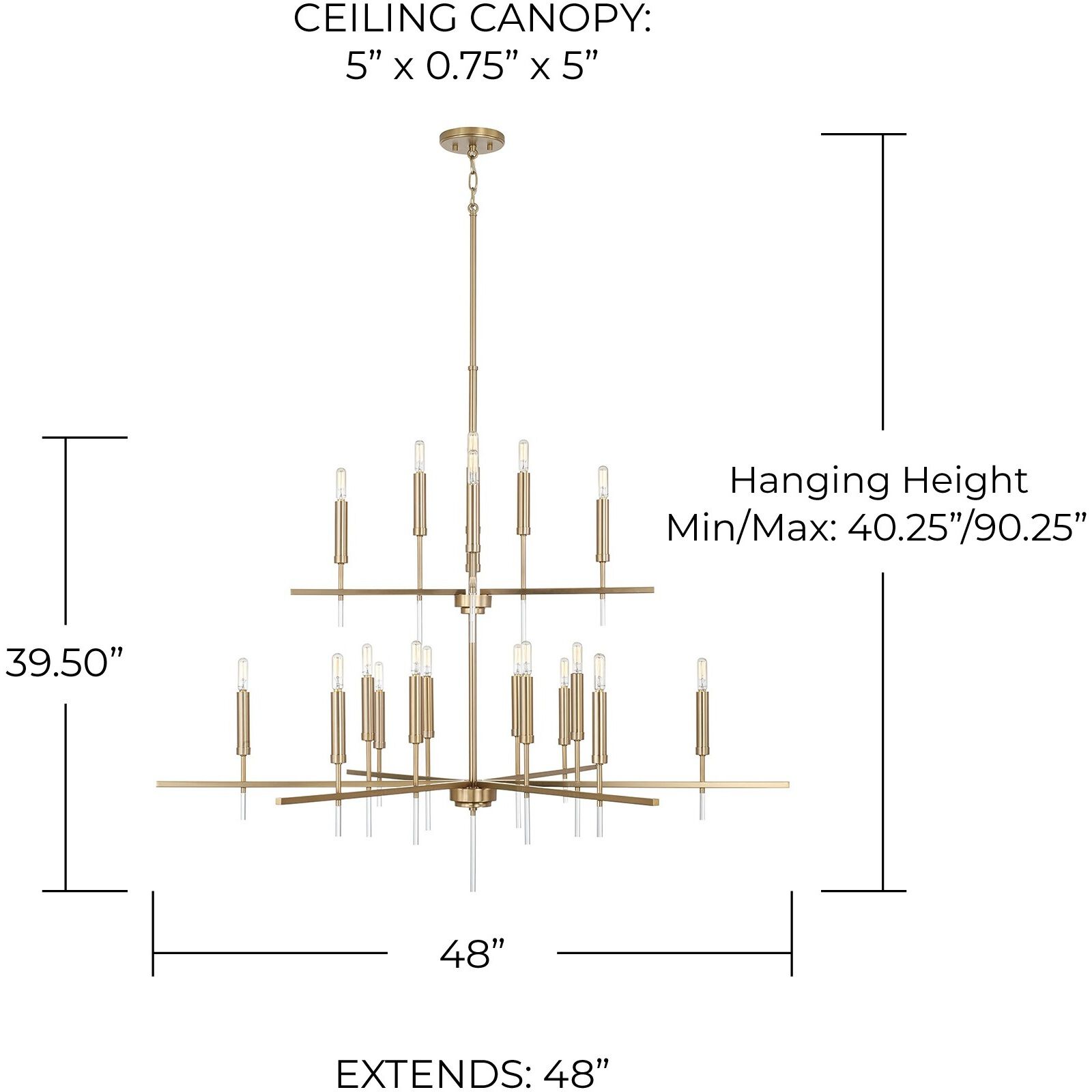 Elora 20 Light 48 inch Matte Brass Chandelier Ceiling Light