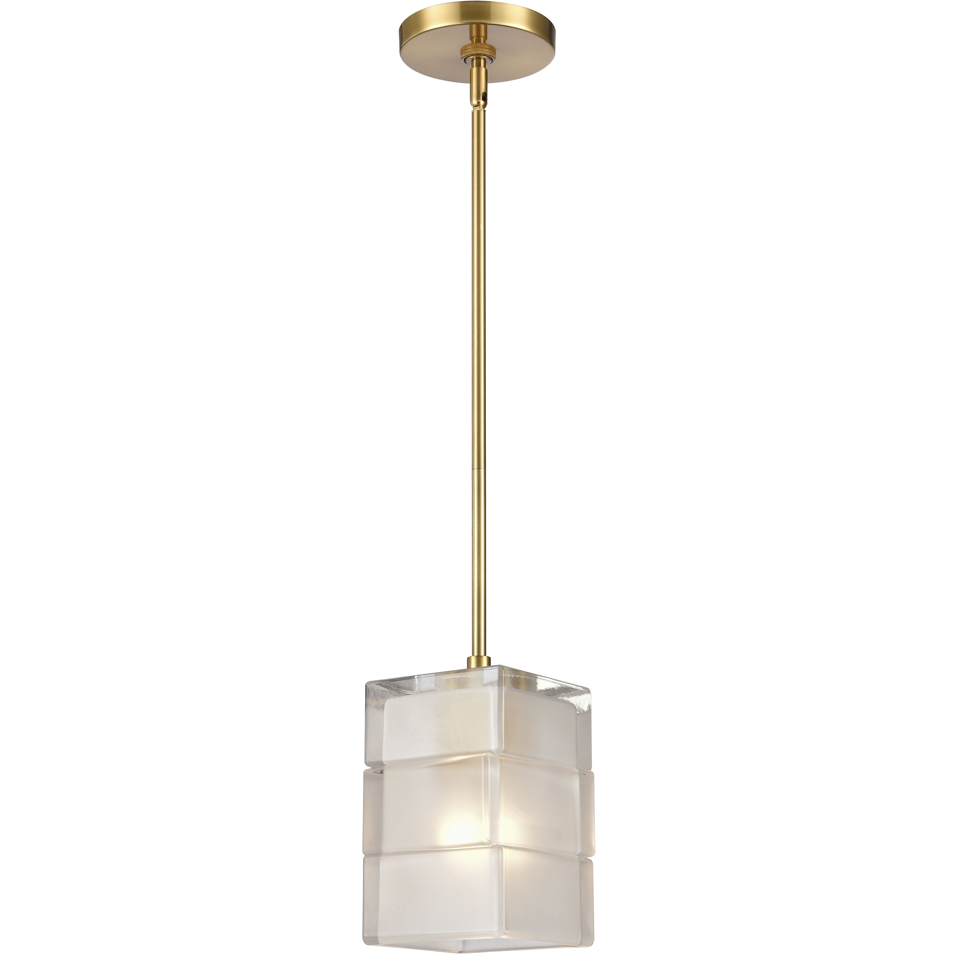 Ice Blocks 1 Light 6 inch Satin Brass Mini Pendant Ceiling Light