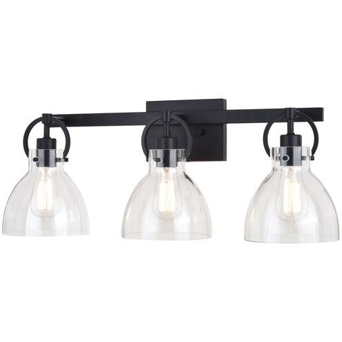 Ogden LED 25.5 inch Matte Black Bathroom Light Wall Light in 3