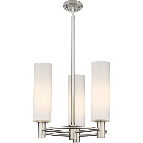 Crown Point 3 Light 18 inch Satin Nickel Pendant Ceiling Light in Matte White Glass