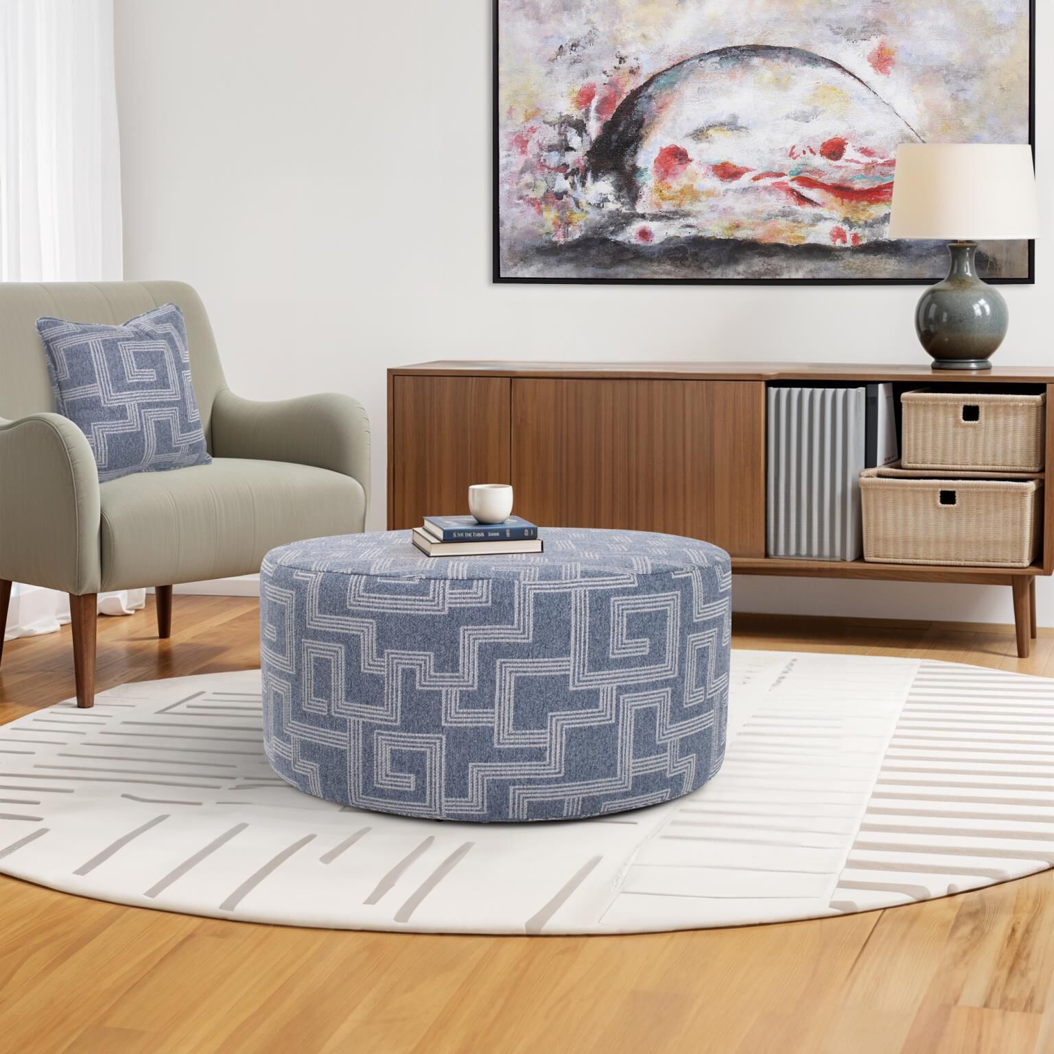 Syros Universal 18 inch Denim Outdoor Ottoman