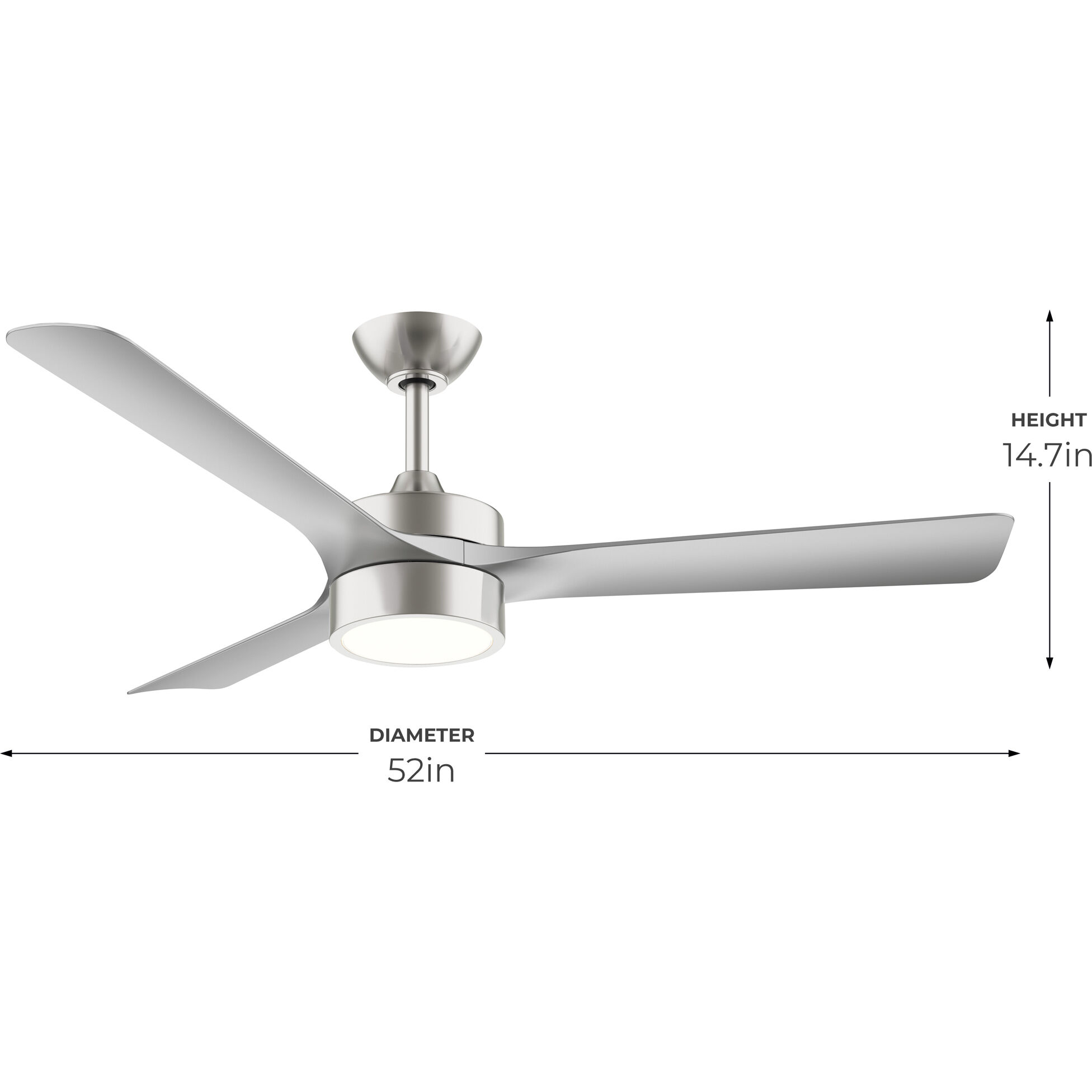 Axion II 52 inch Brushed Nickel with Silver Blades Ceiling Fans