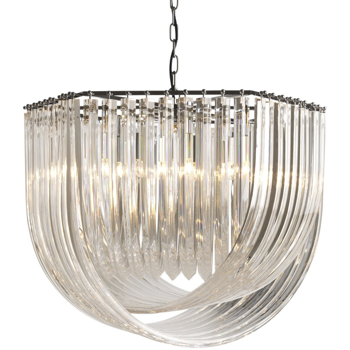 Hyères 6 Light 25.59 inch Clear Acrylic with Nickel Chandelier Ceiling Light