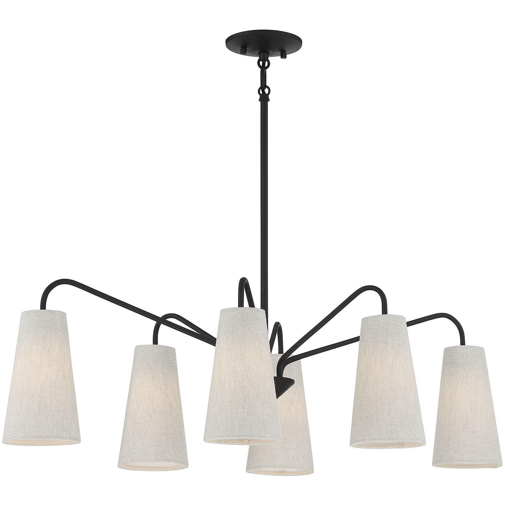 Edgewood 6 Light 35 inch Matte Black Linear Chandelier Ceiling Light, Essentials