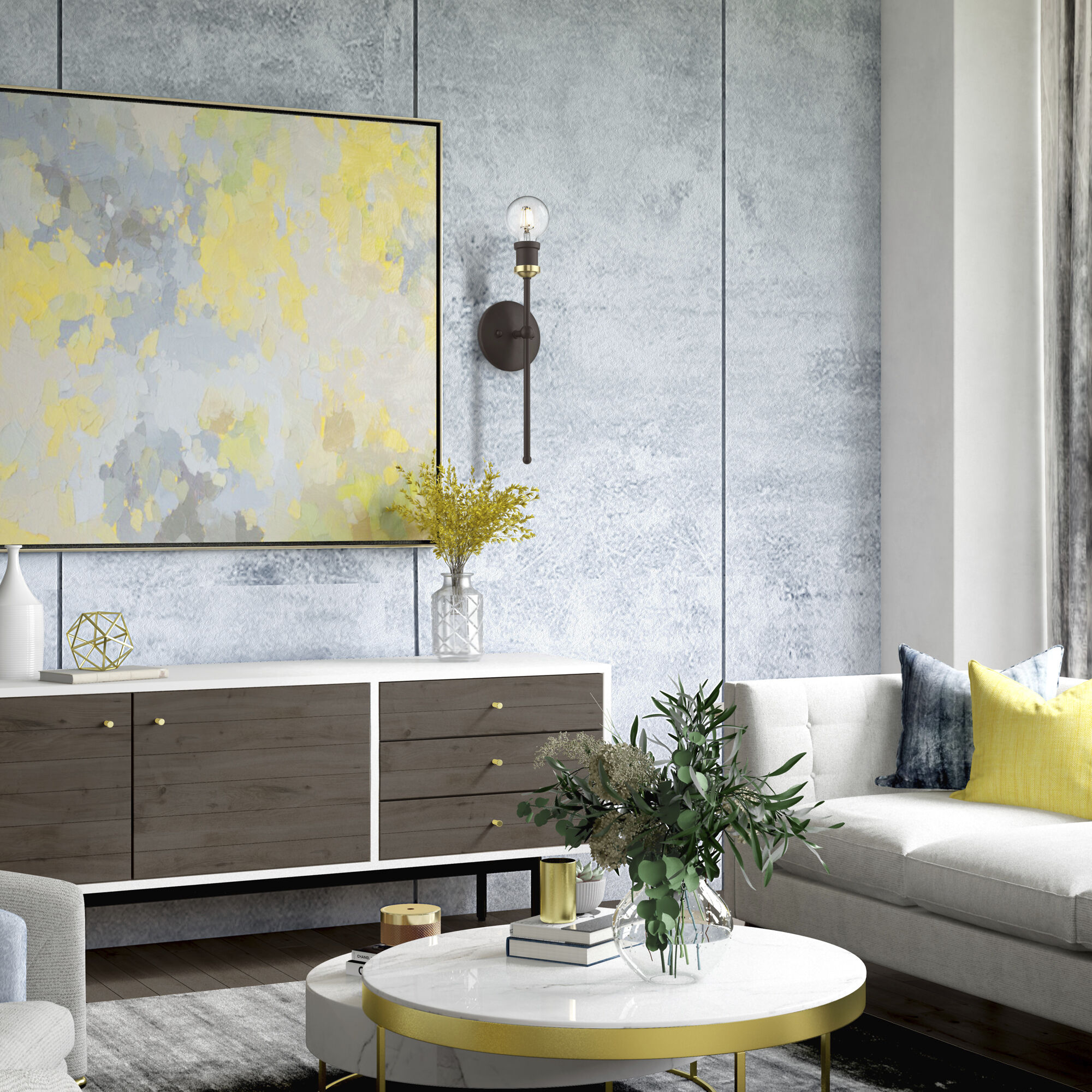 Lansdale 1 Light 5 inch Bronze with Antique Brass Accents ADA Single Sconce Wall Light, Single