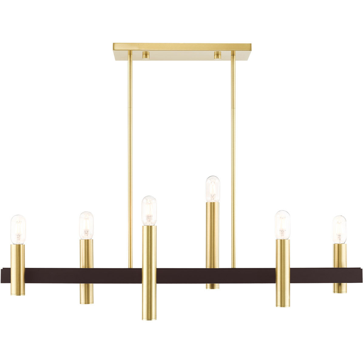 Helsinki 6 Light 8.25 inch Satin Brass with Bronze Accents Chandelier Ceiling Light