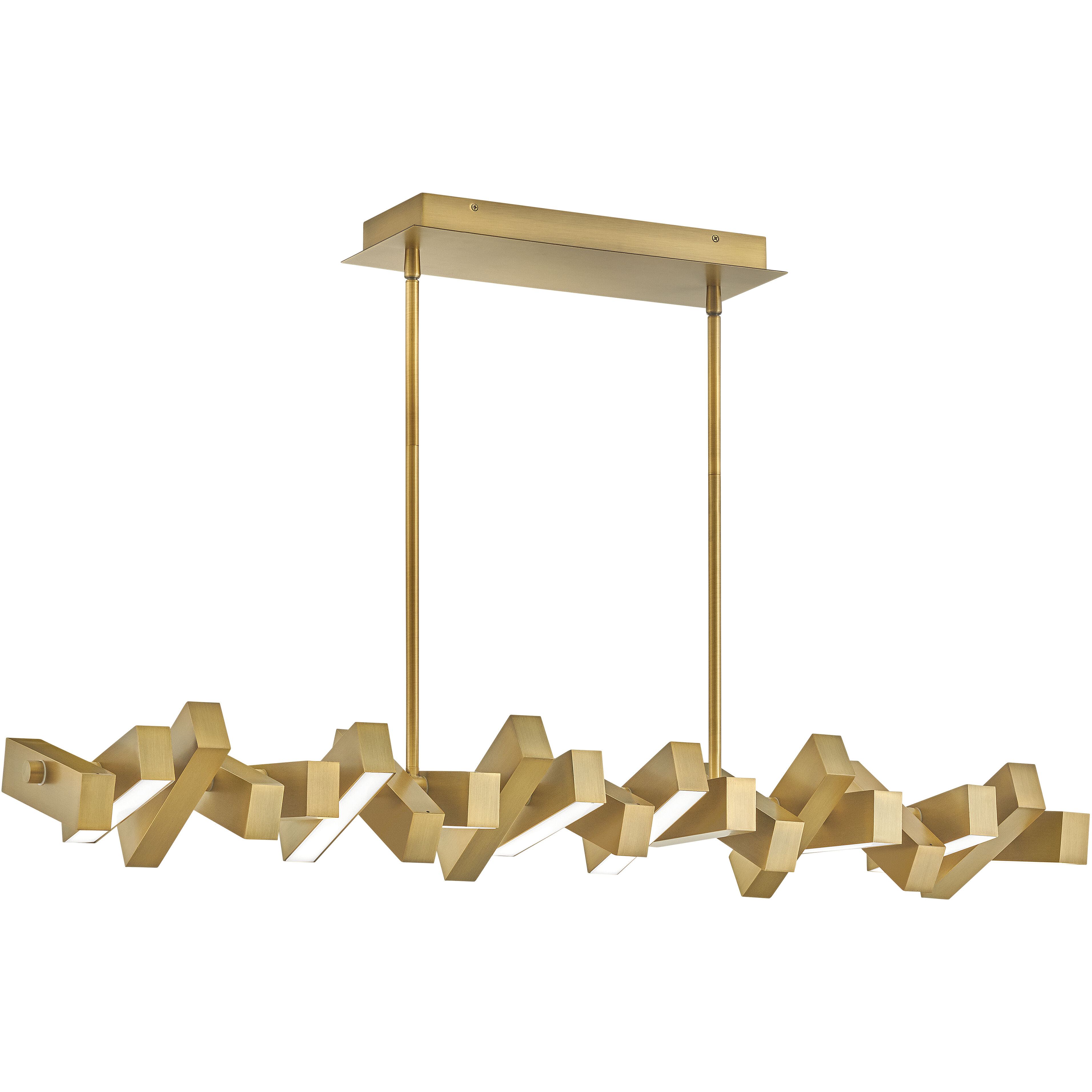 Stitch LED 42 inch Lacquered Brass Chandelier Ceiling Light, Linear & Oval