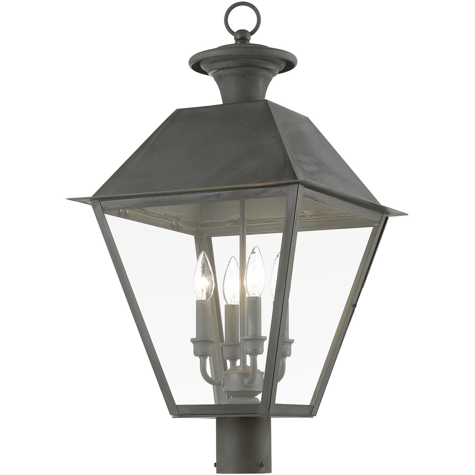 Wentworth 4 Light 28 inch Charcoal Outdoor Extra Post Top Lantern, Extra Large