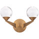Double Bubble Wall Sconce Wall Light in 15in., Aged Brass
