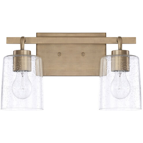 Greyson 2 Light 15 inch Aged Brass Vanity Light Wall Light