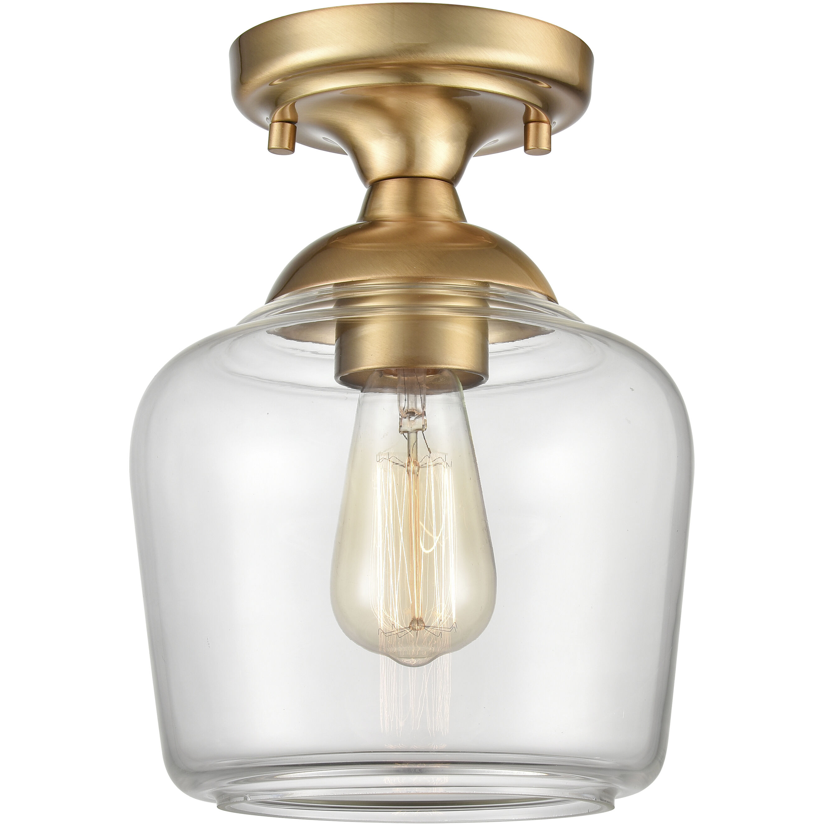 Agnes 1 Light 8 inch Satin Brass Semi Flush Mount Ceiling Light