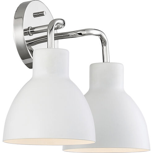 Sloan 2 Light 14 inch Polished Nickel and White Vanity Light Wall Light