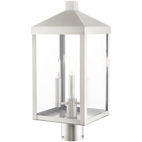 Nyack 3 Light 20 inch Brushed Nickel Outdoor Post Top Lantern