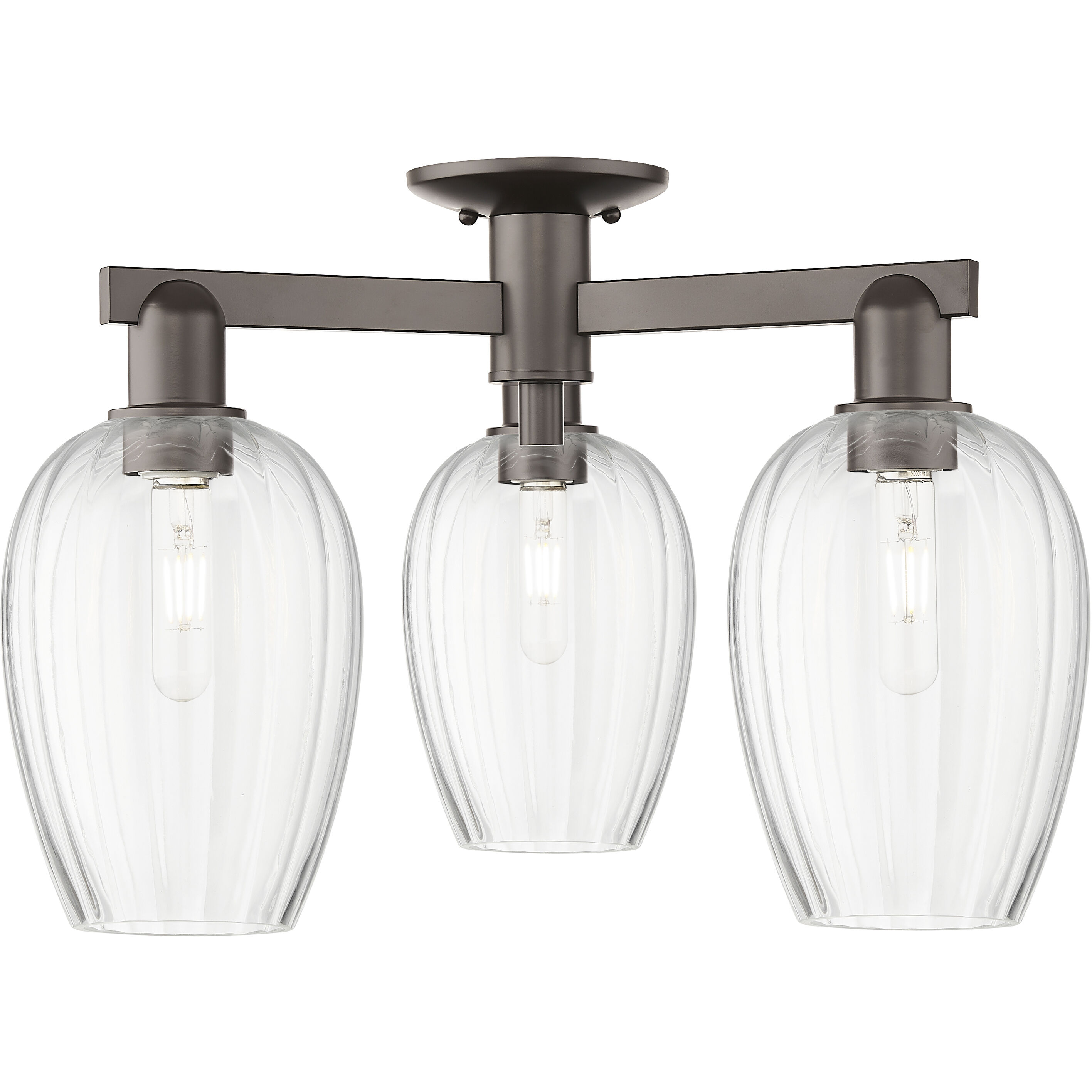 Preston 3 Light 23.75 inch Oil Rubbed Bronze Semi-Flush Mount Ceiling Light in Clear Glass