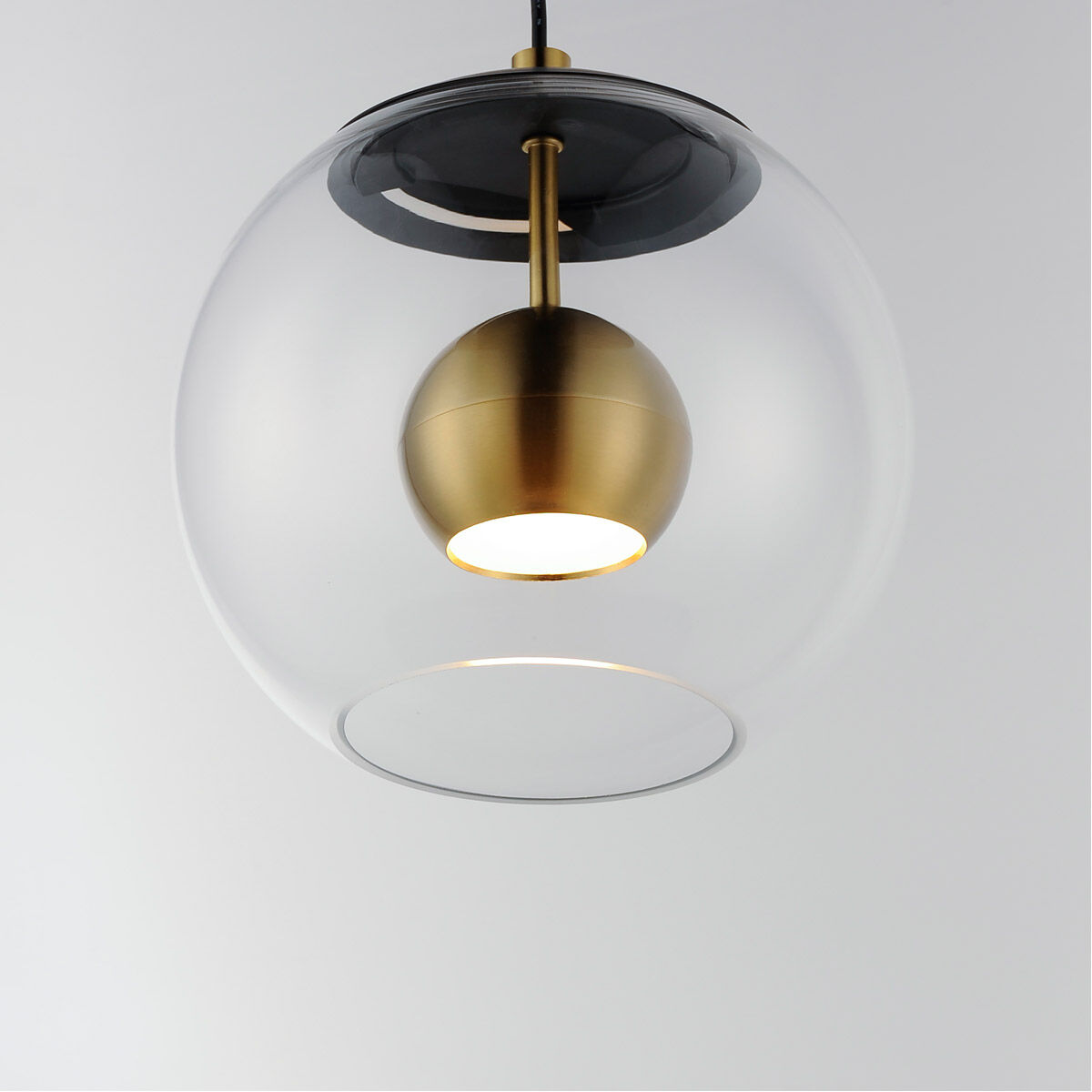 Nucleus LED 9 inch Black and Natural Aged Brass Single Pendant Ceiling Light