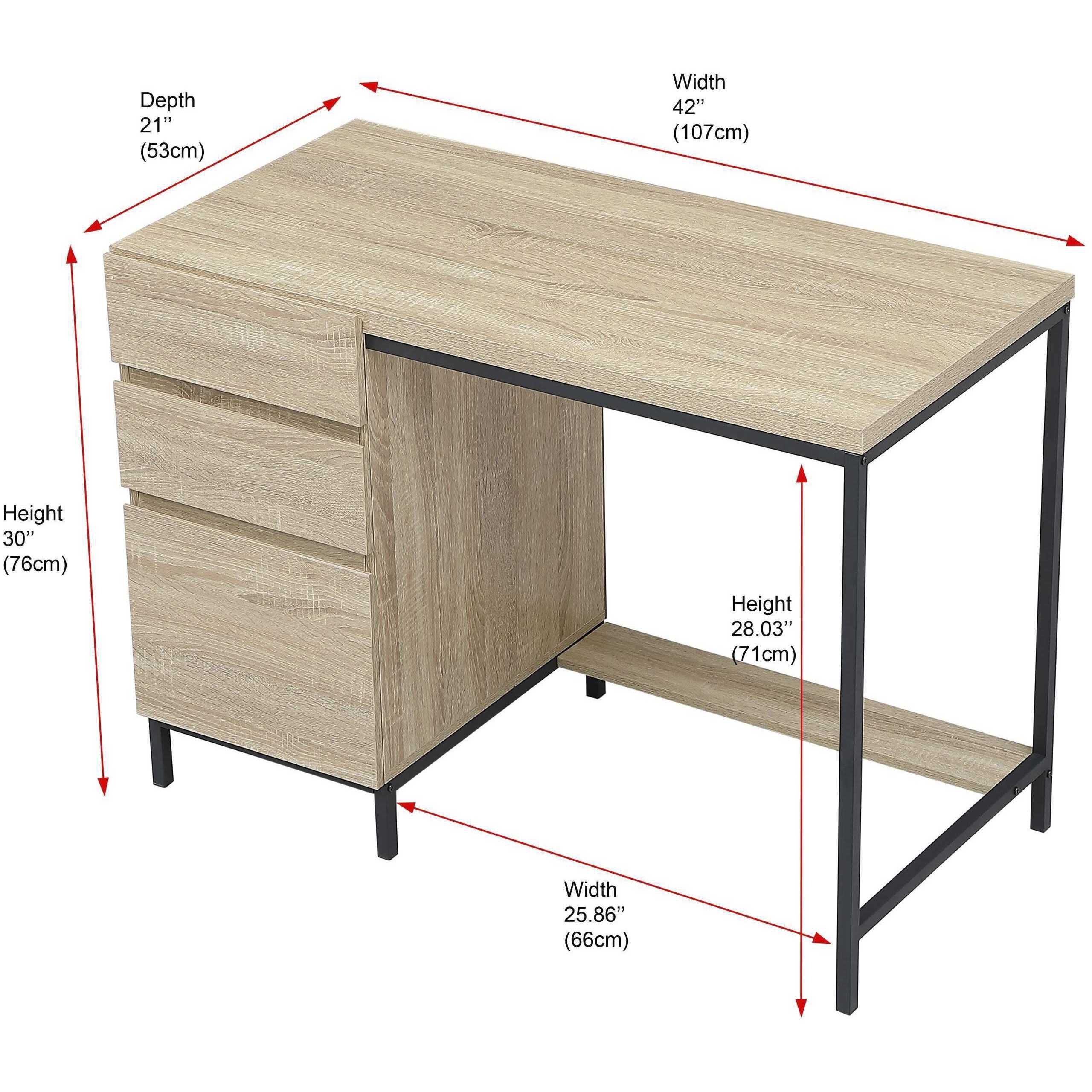 Emerson 42 inch Mango Wood and Black Desk