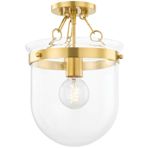Dunbar 1 Light 10.5 inch Aged Brass Semi Flush Ceiling Light