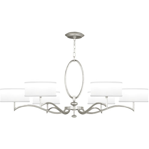 Allegretto 6 Light 51 inch Silver Chandelier Ceiling Light in Silver Leaf, White Fabric