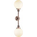 Franklin Restoration Large Beacon 2 Light 19 inch Antique Copper Bath Vanity Light Wall Light in Matte White Glass, Franklin Restoration