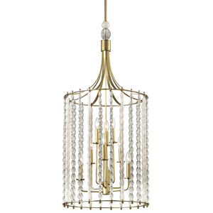 Whitestone 9 Light 21 inch Aged Brass Pendant Ceiling Light, Crystal Beads and Finials