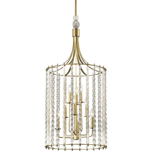 Whitestone 9 Light 20.5 inch Aged Brass Pendant Ceiling Light, Crystal Beads and Finials