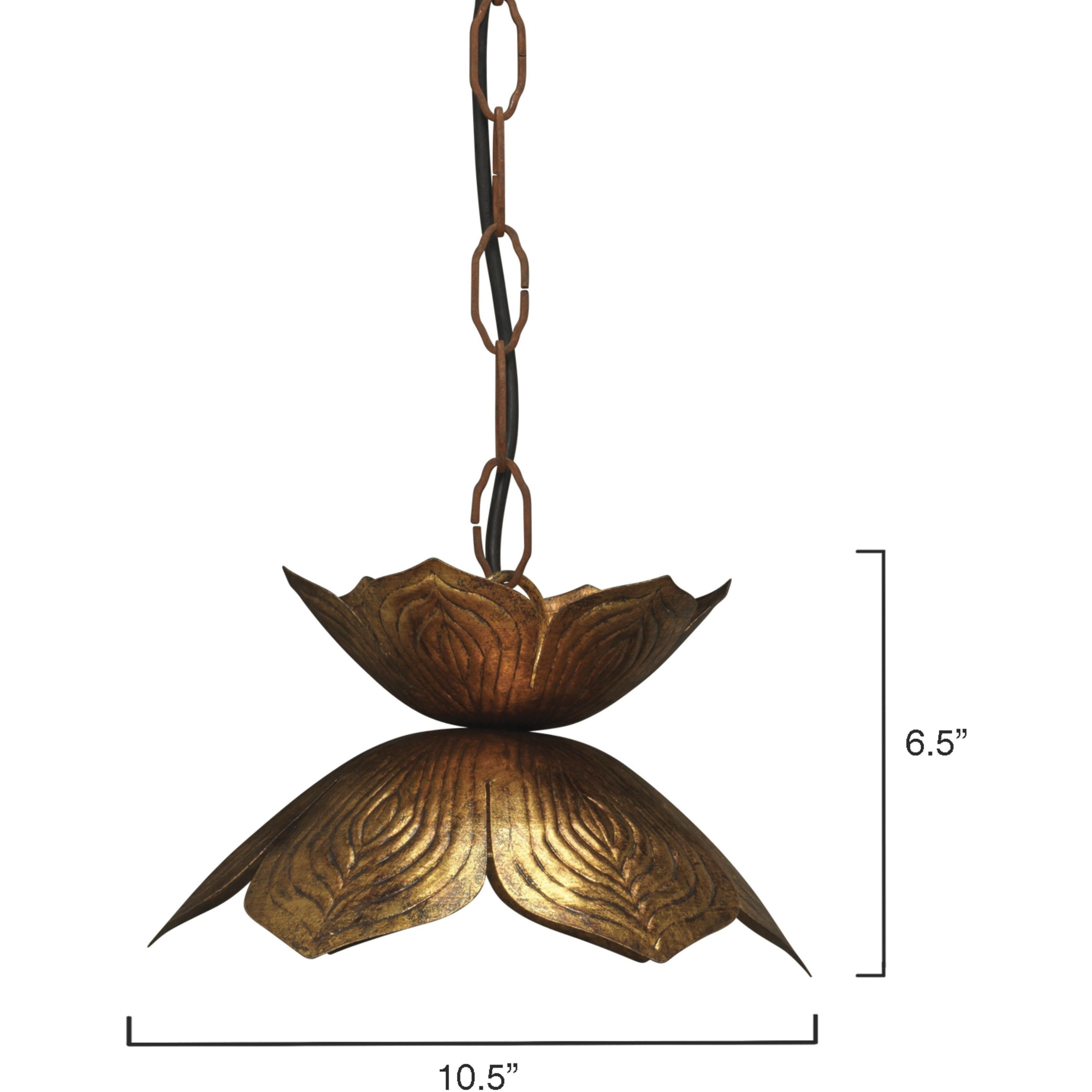 Flowering Lotus 1 Light 11 inch Antique Gold Pendant Ceiling Light
