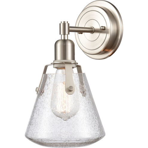 Luna LED 7 inch Satin Nickel Bath Vanity Light Wall Light in Seedy Glass