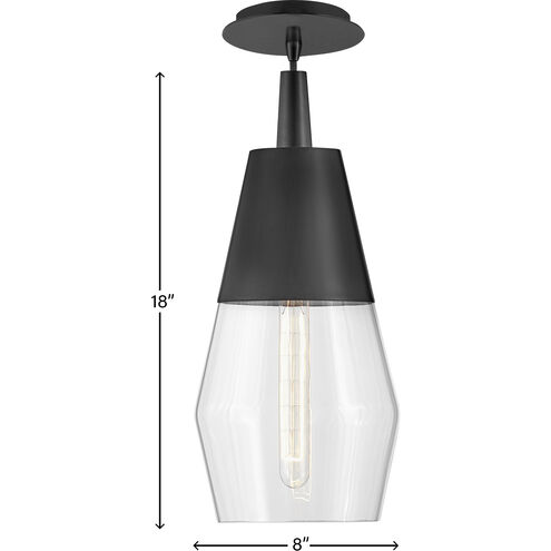 Livie LED 8 inch Black Pendant Ceiling Light, Semi-Flush Mount