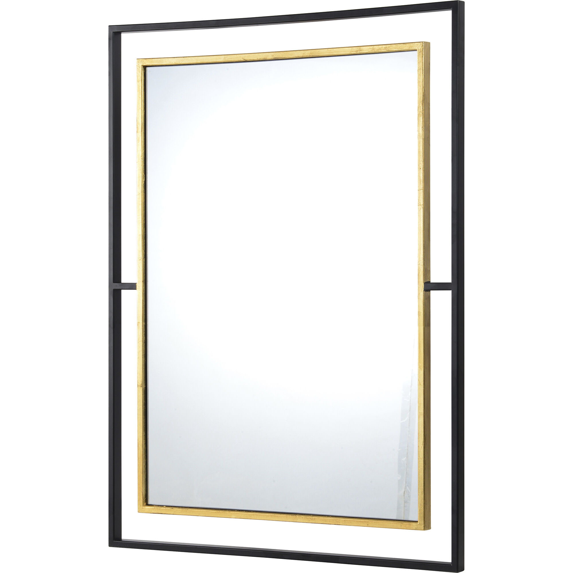 Gray 38 X 28 inch Gold Leaf, Black Wall Mirror