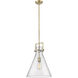 Downtown Urban Newton Cone 1 Light 14 inch Brushed Brass Pendant Ceiling Light in Seedy Glass