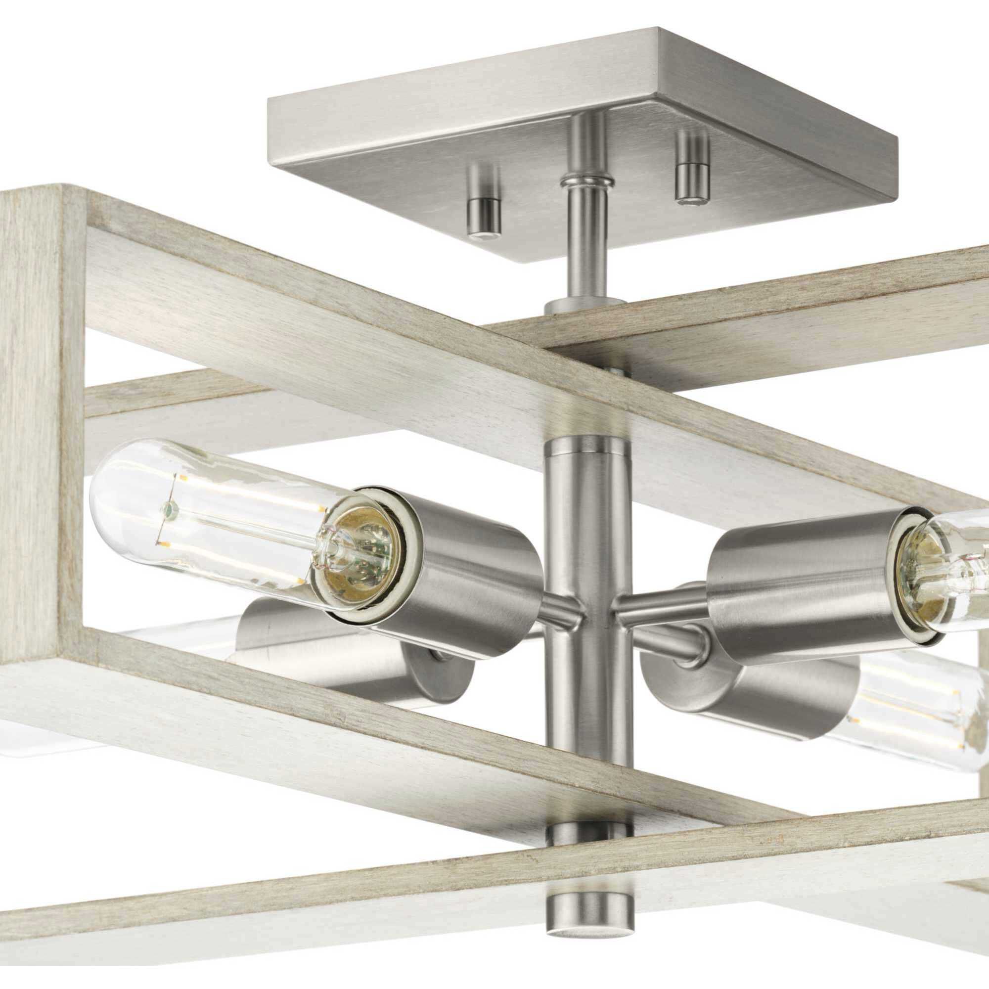 Boundary 4 Light 24 inch Brushed Nickel Semi-Flush Mount Ceiling Light, Design Series