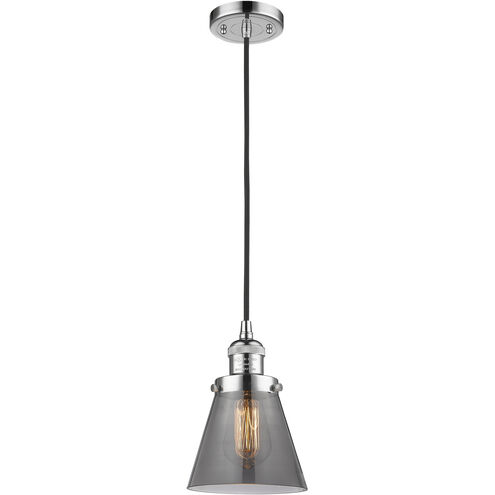 Franklin Restoration Cone 1 Light 6 inch Polished Chrome Mini Pendant Ceiling Light in Incandescent, Plated Smoke, Franklin Restoration