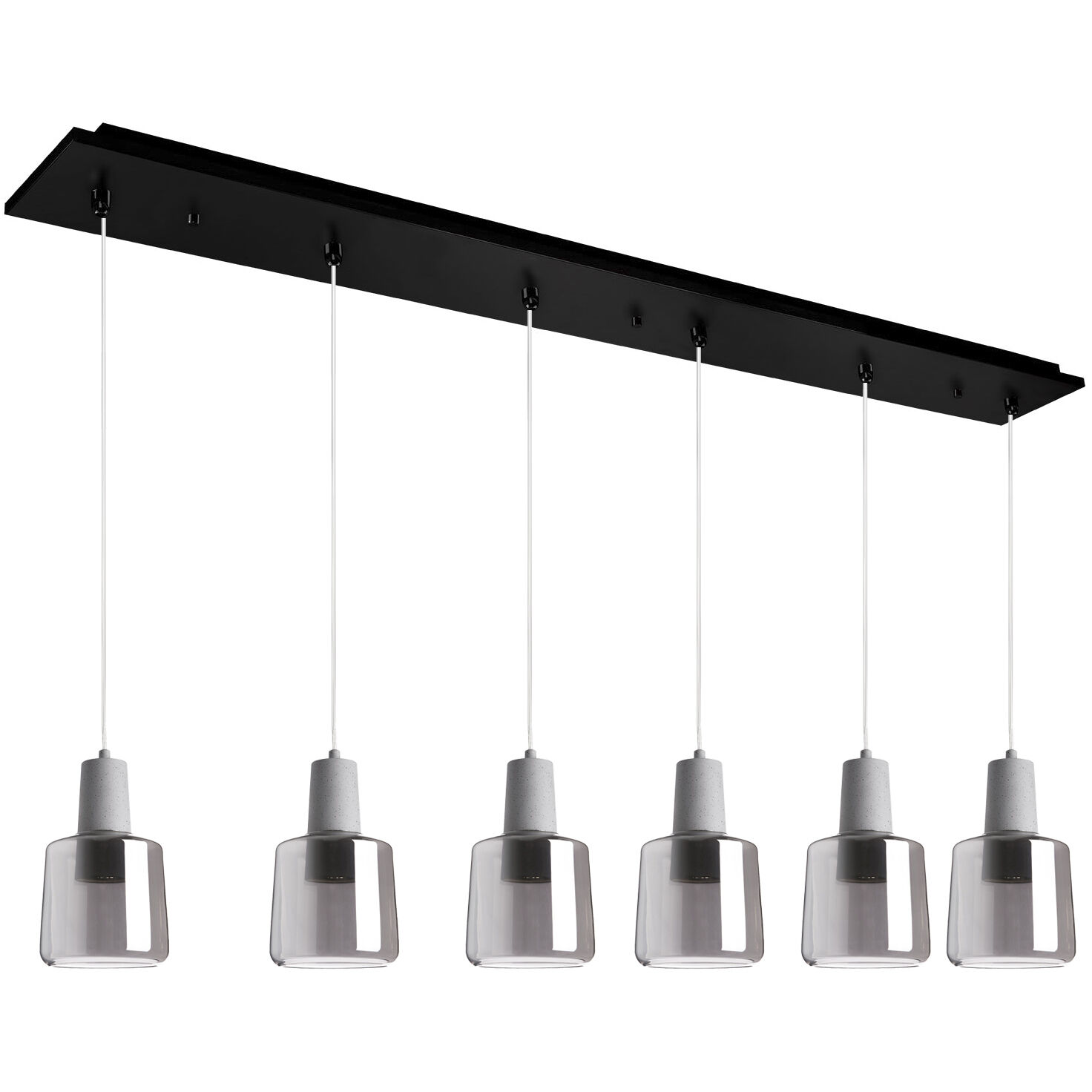 Samson Multi Pendant Ceiling Light in Black, Smoked Glass