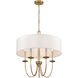 Neville 5 Light 23 inch Natural Brass with Bleached White Wood and Off White Chandelier Ceiling Light