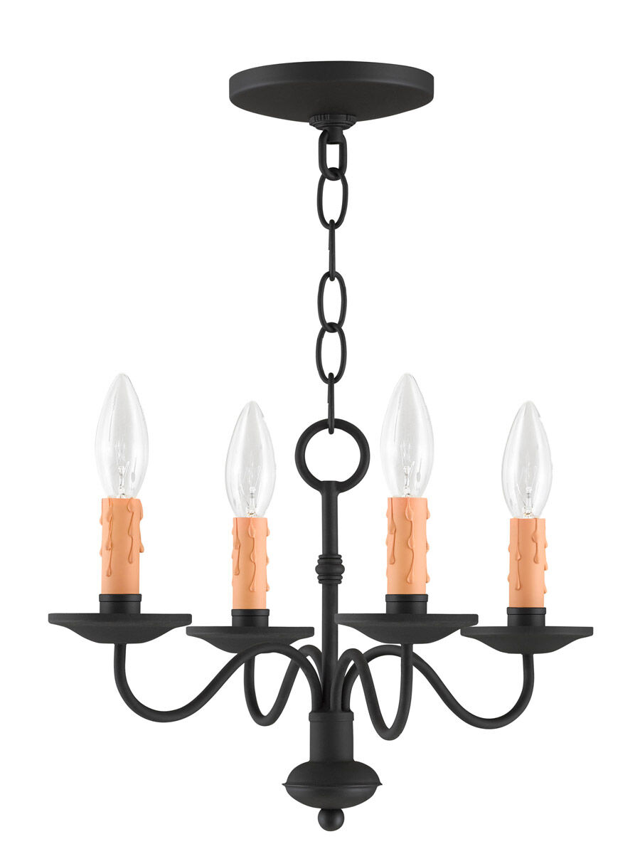 Heritage 4 Light 15 inch Black Mini Chandelier Ceiling Light