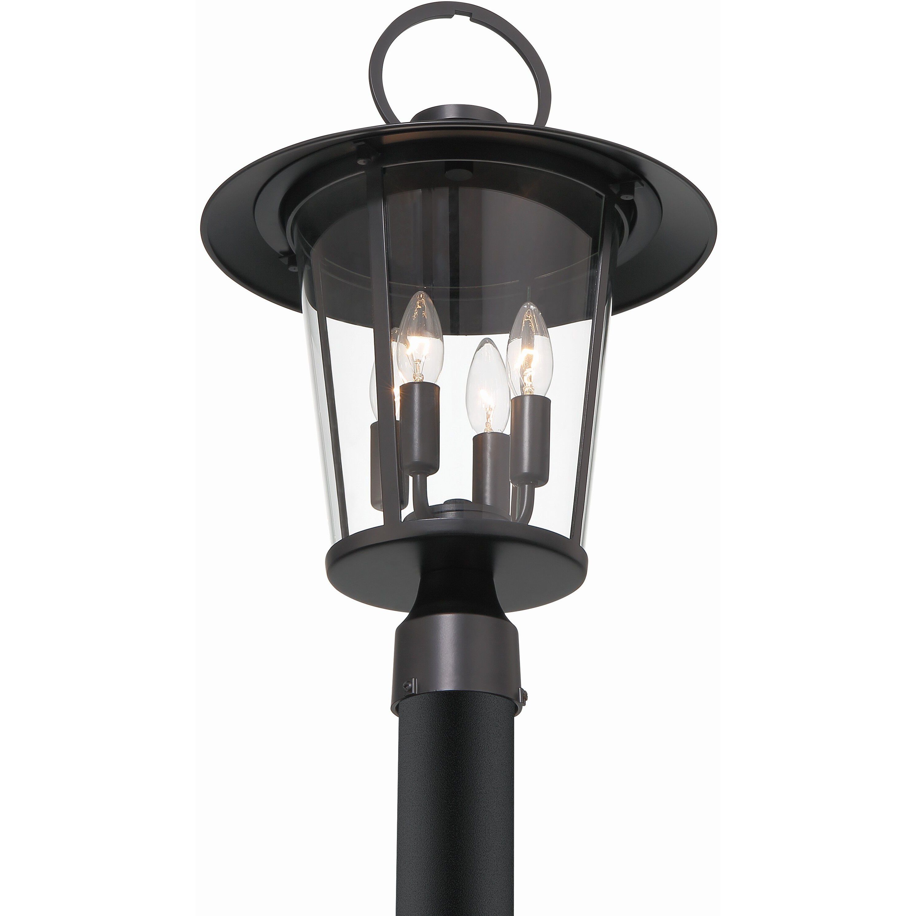 Andover 4 Light 20.5 inch Matte Black Outdoor Post in Clear