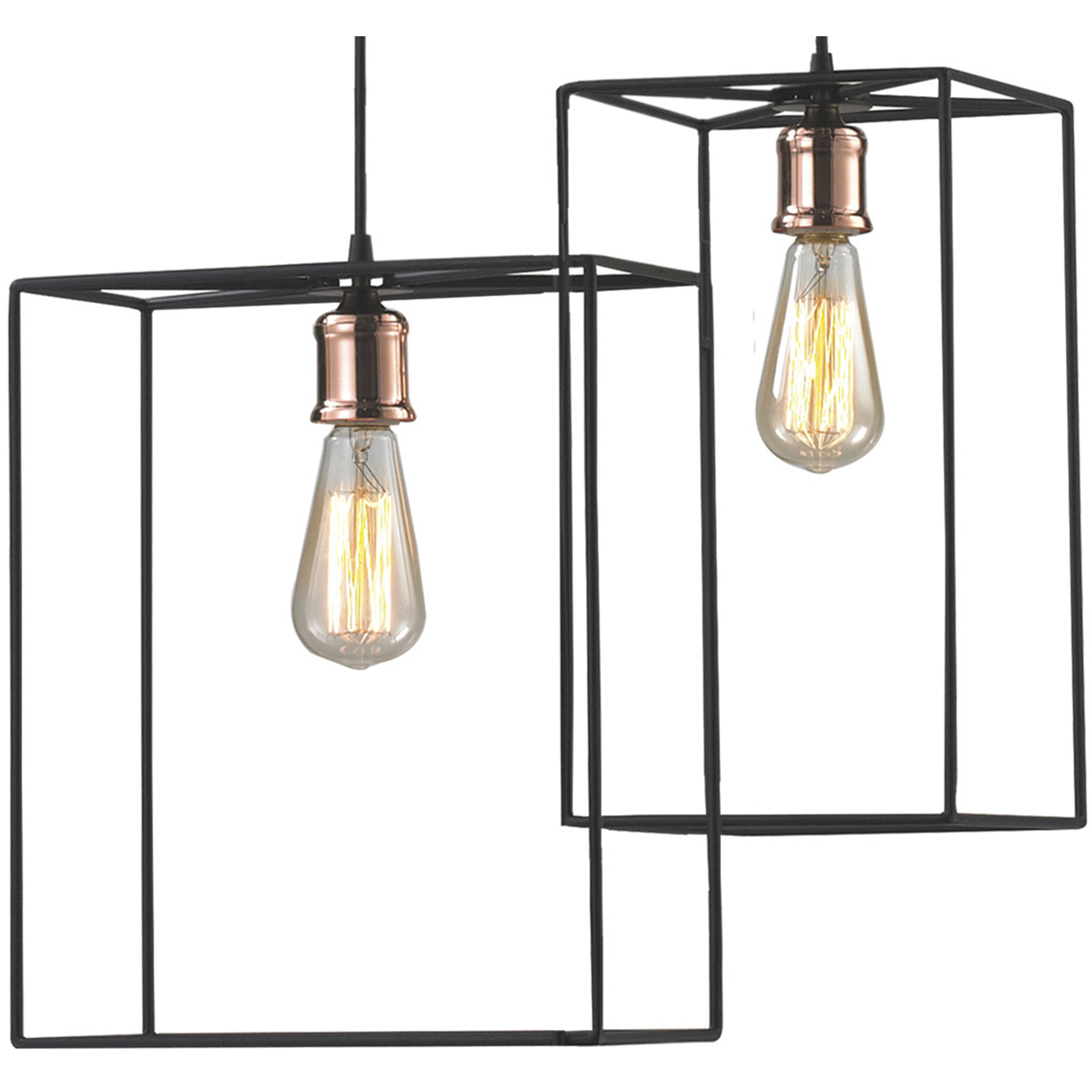 Box 5 Light 21 inch Oil Rubbed Bronze with Copper Chandelier Ceiling Light