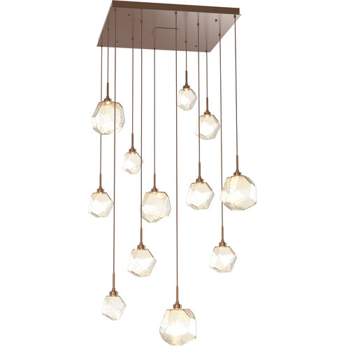 Gem LED Burnished Bronze Chandelier Ceiling Light, Square Multi-Port