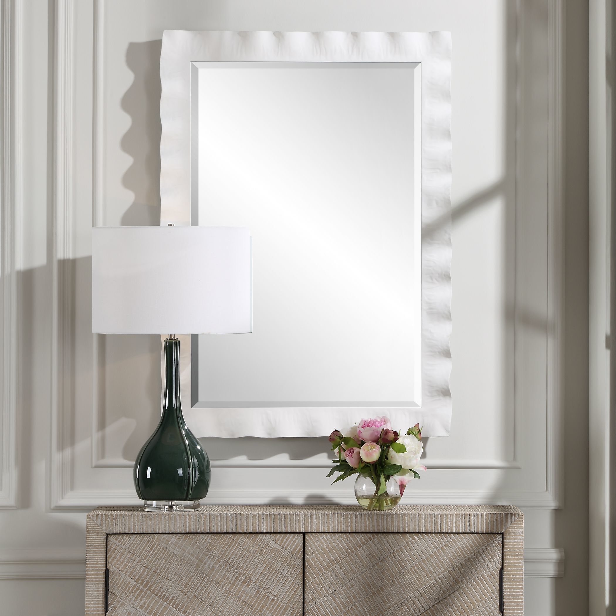 Haya 40 X 28.25 inch Semi-Gloss White Mirror
