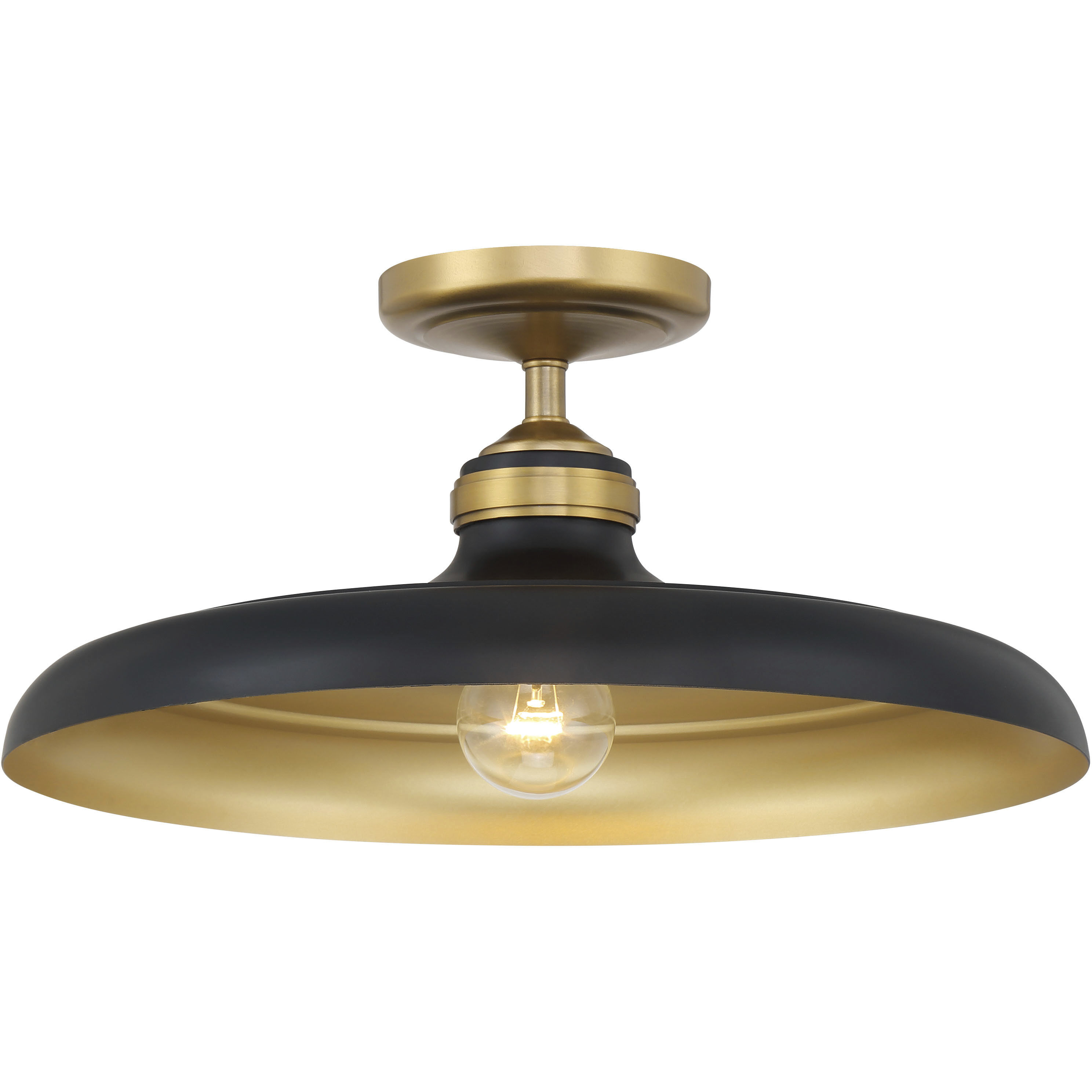 Crowne 1 Light 16 inch Legacy Brass and Dark Matte Black Semi Flush Ceiling Light