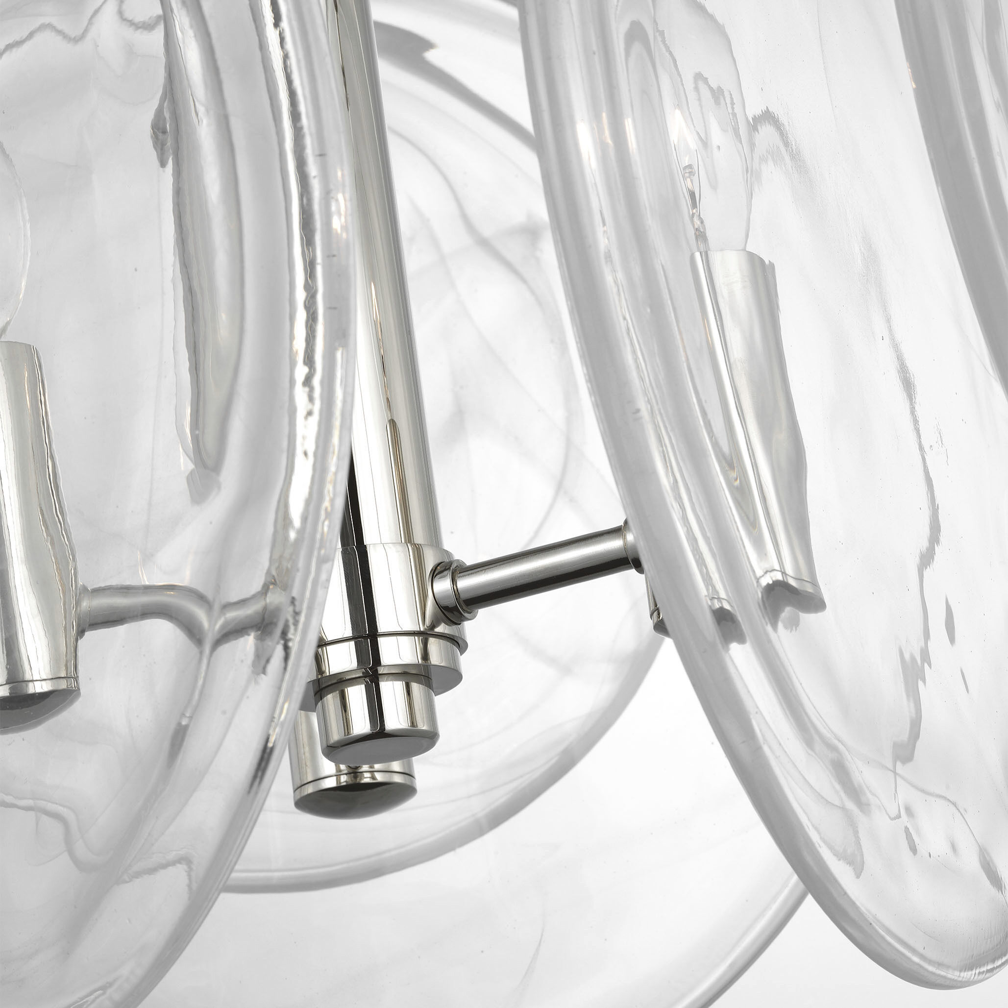 AERIN Loire 3 Light 15.5 inch Polished Nickel Chandelier Ceiling Light in Clear Strie Glass, Petite