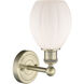 Eaton Sconce Wall Light in Antique Brass, Matte White