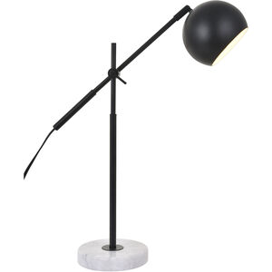 Sayre 20 inch 40 watt Black with White Marble Table lamp Portable Light