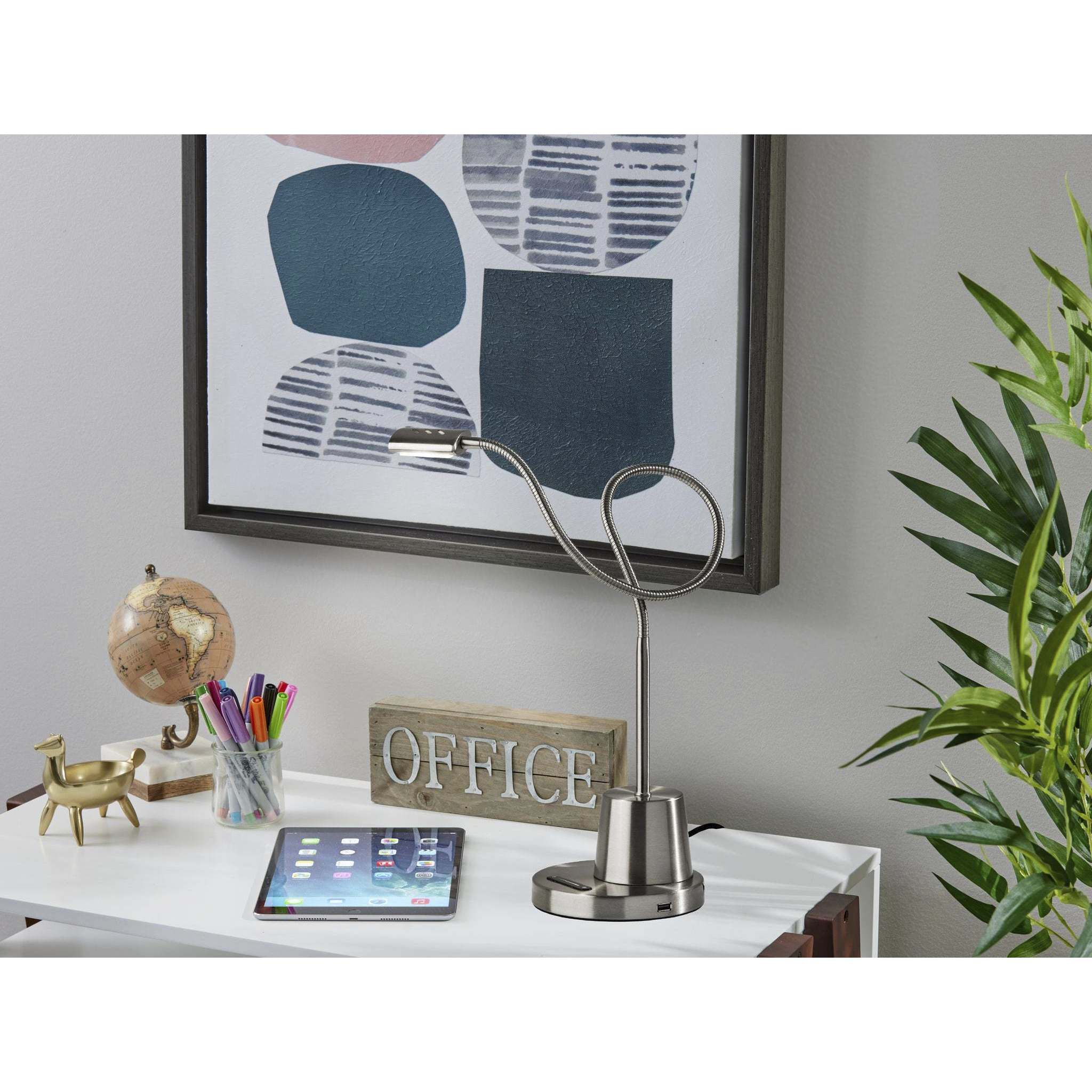 Eternity 21 inch 6.00 watt Brushed Steel Desk Lamp Portable Light