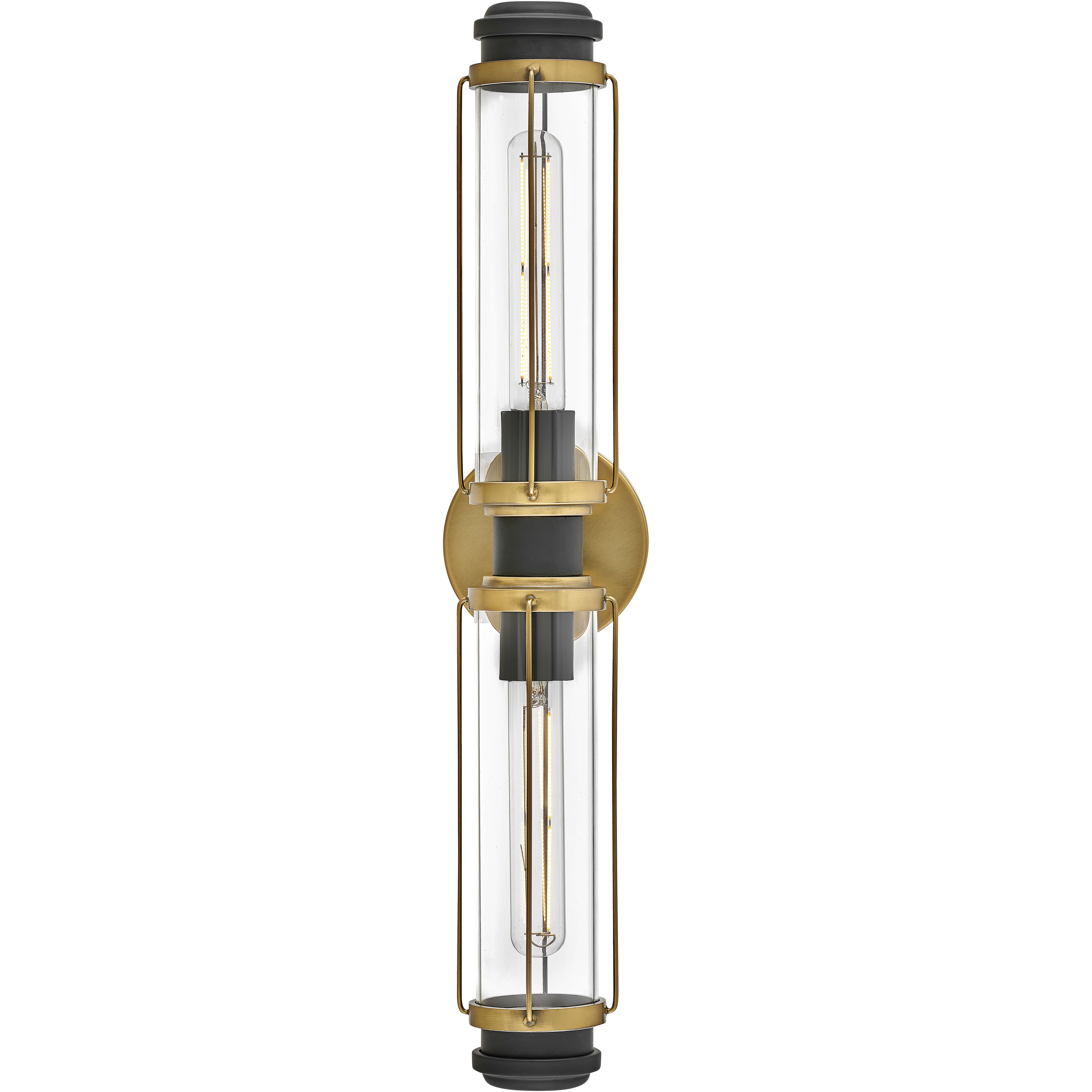 Masthead 2 Light 24 inch Heritage Brass with Black Vanity Light Wall Light