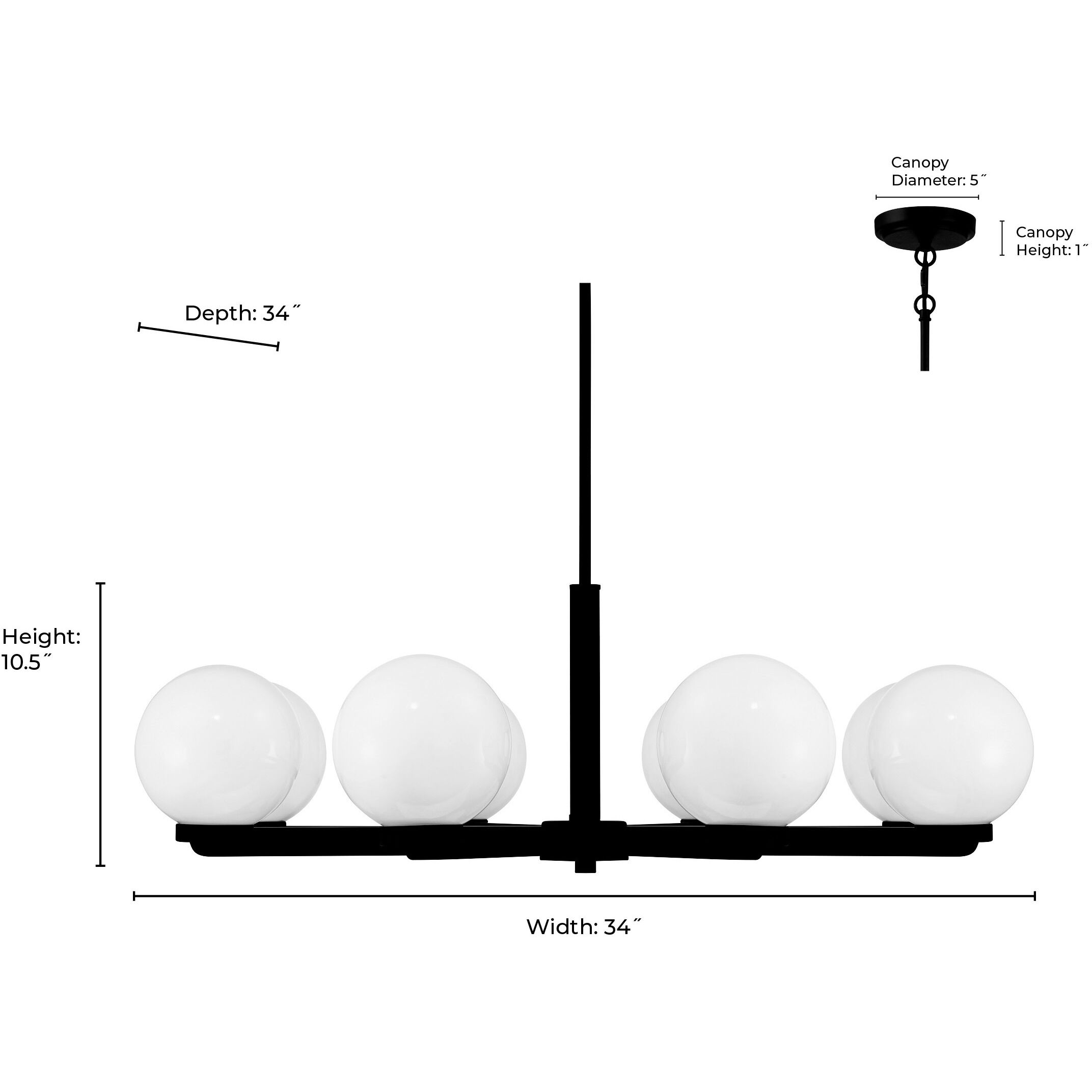 Ardeva 8 Light 34 inch Matte Black Chandelier Ceiling Light