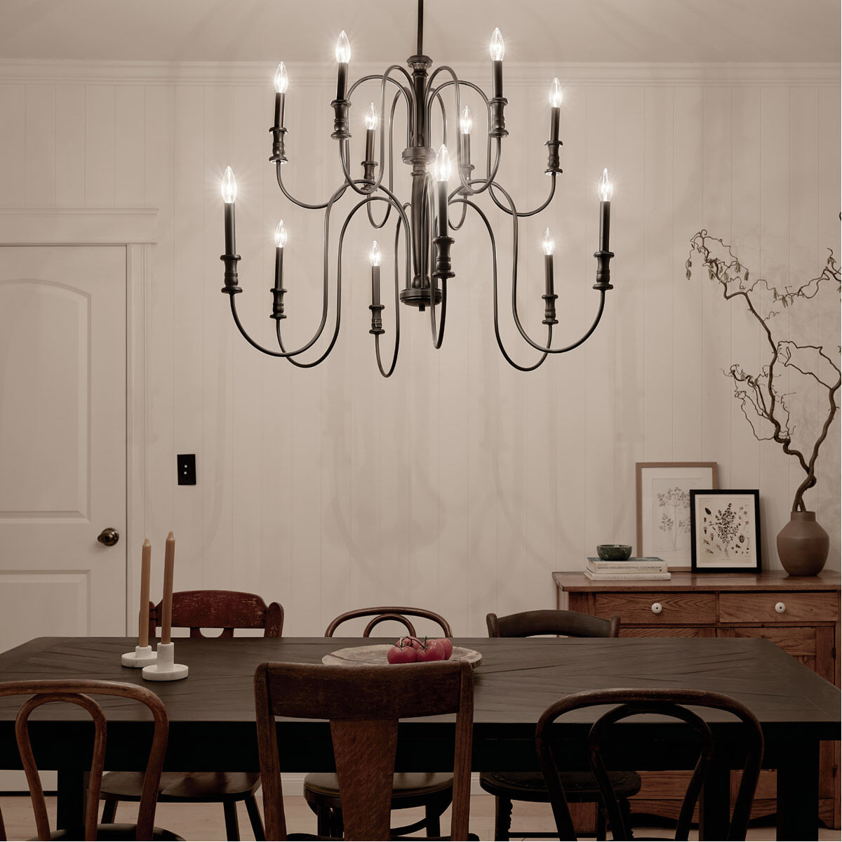 Homestead Karthe 12 Light 42 inch Black Chandelier Ceiling Light, Karthe