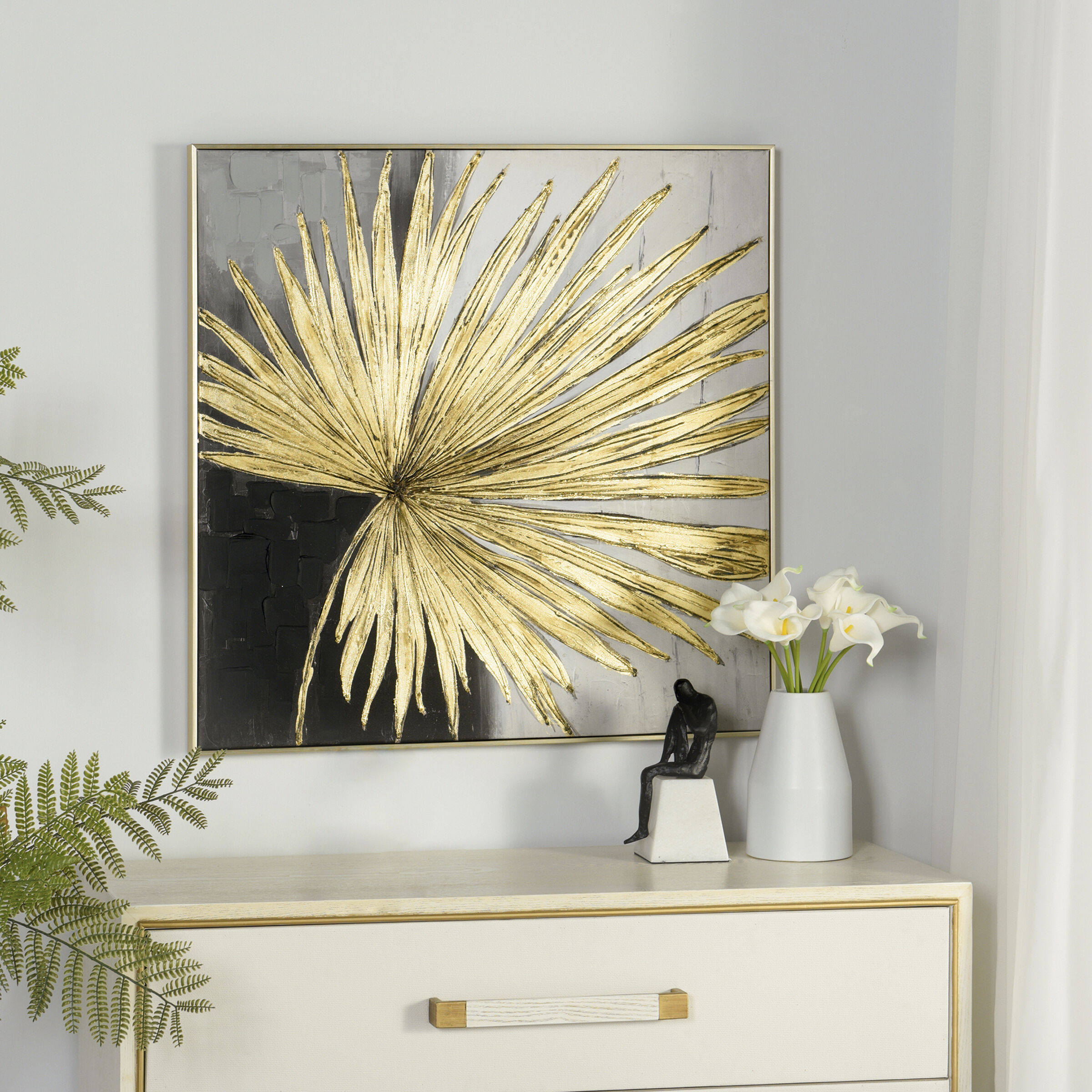 Palm Multi - Black and Gray and Gold Wall Art